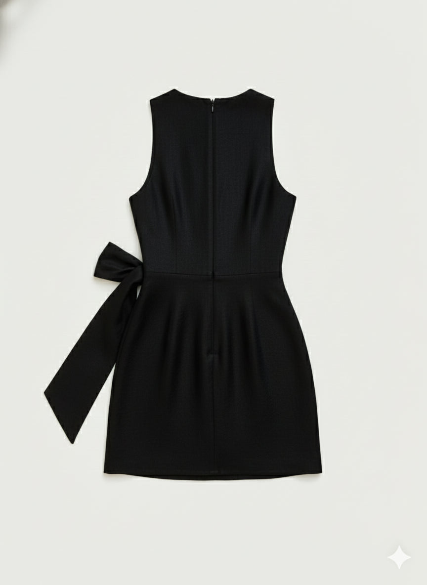 LINEN DRESS KNOT BLACK